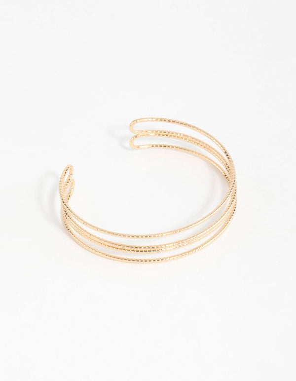 Gold Textured Wire Wrist Cuff