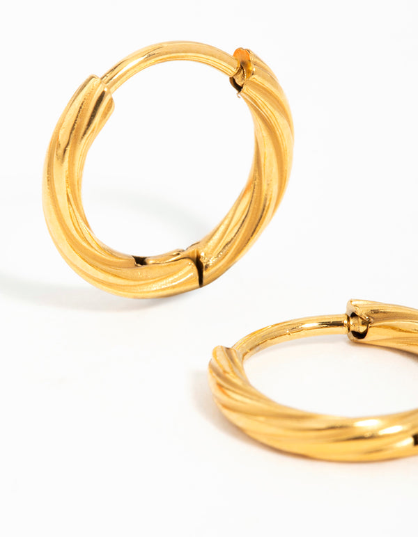 Gold Plated Surgical Steel Twisted Hoop Earrings