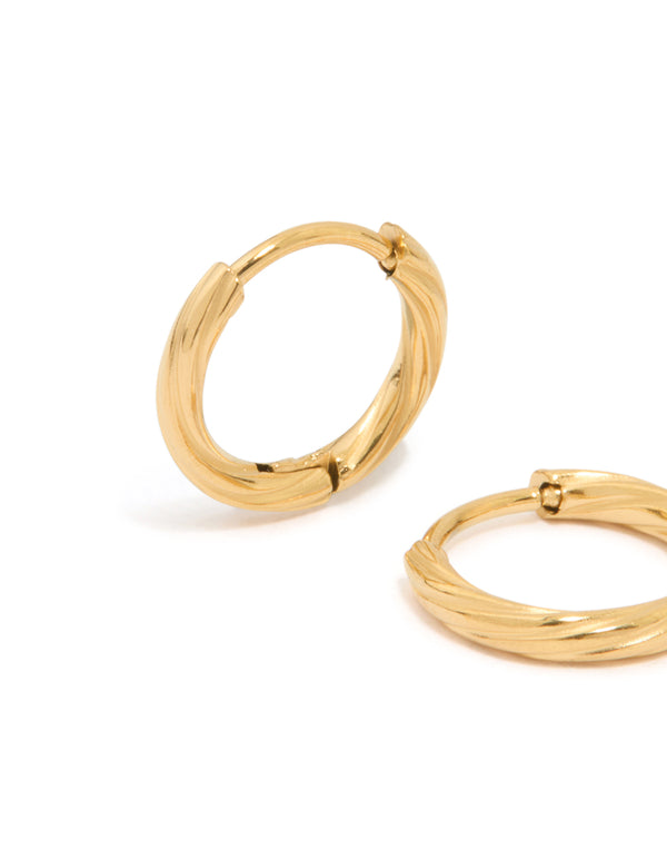 Gold Plated Surgical Steel Twisted Hoop Earrings