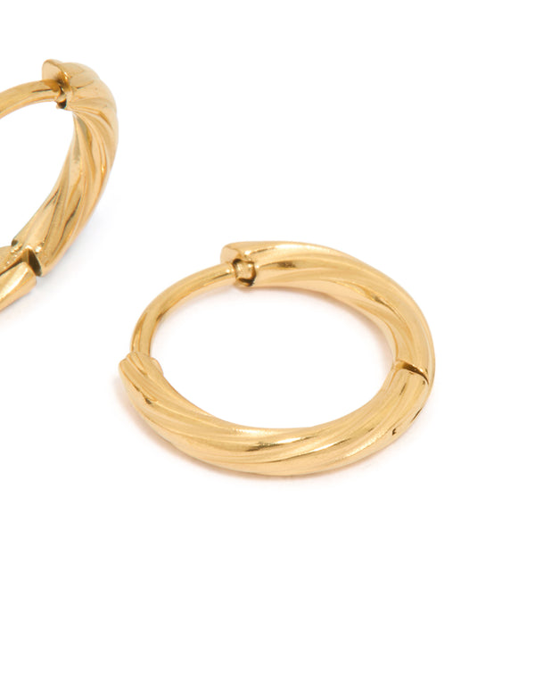 Gold Plated Surgical Steel Twisted Hoop Earrings
