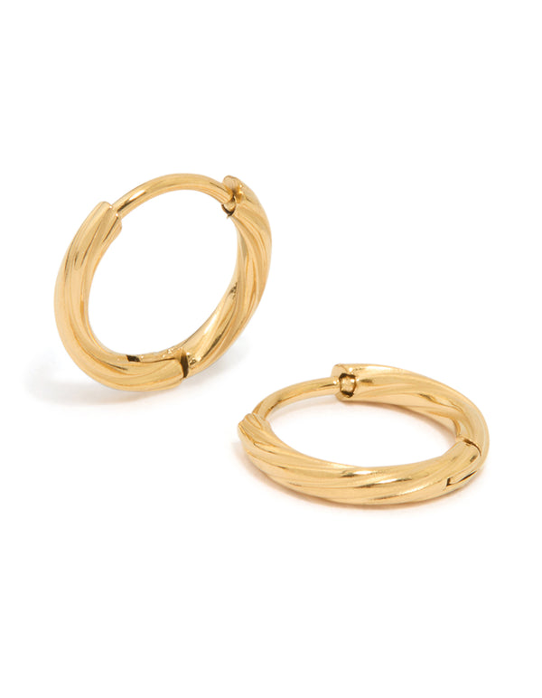 Gold Plated Surgical Steel Twisted Hoop Earrings