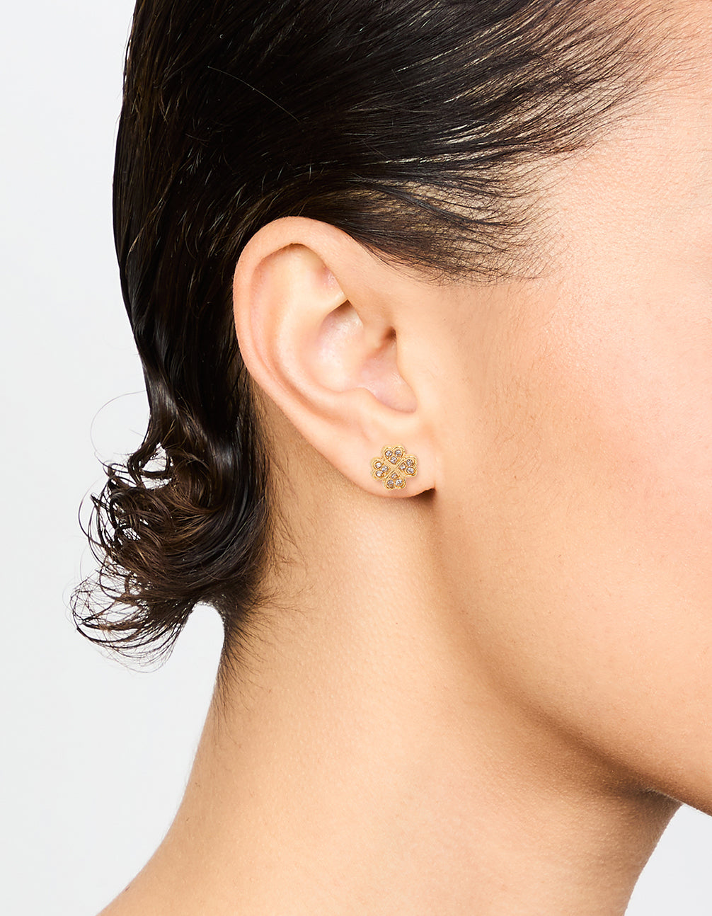 Gold Plated Surgical Steel Diamante Flower Stud Earrings