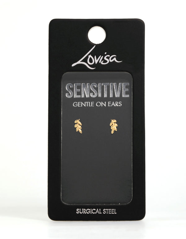 Gold Plated Surgical Steel Leaf Stud Earrings