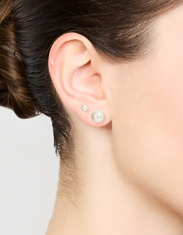 Gold Plated Surgical Steel Pearl Stud Earrings 2-Pack