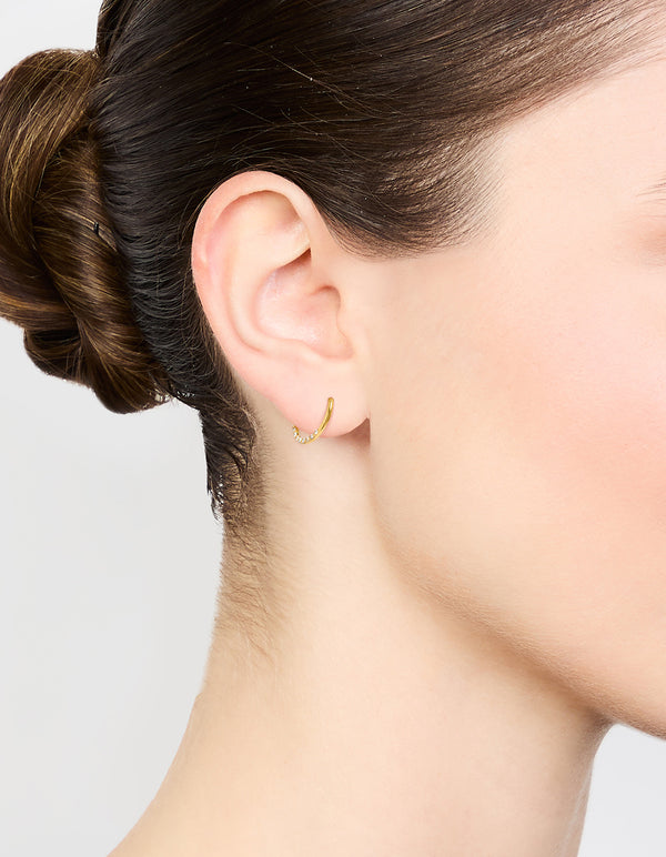 Gold Plated Surgical Steel Diamante Pavé Hoop Earrings