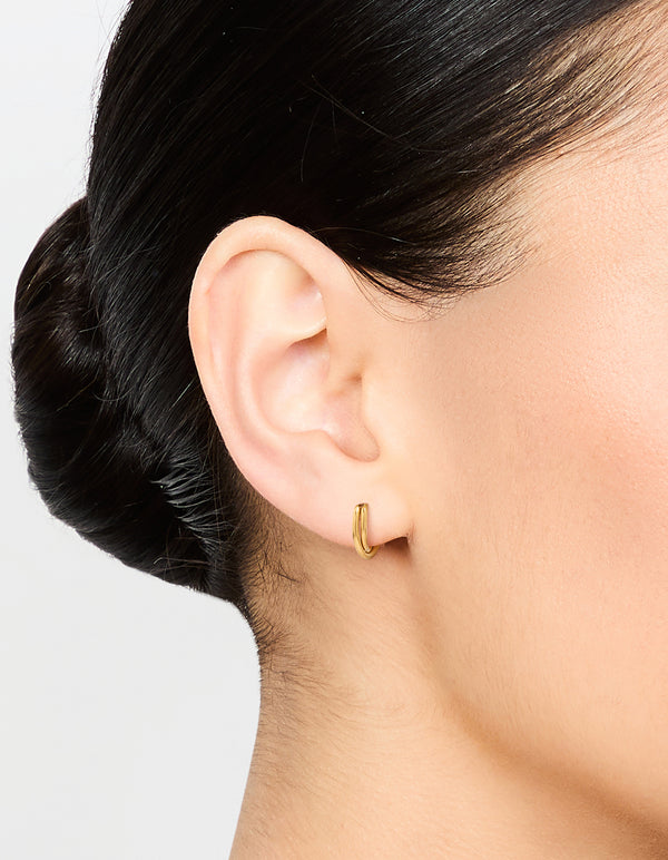 Gold Plated Surgical Steel Crossover Sleeper Huggie Earrings