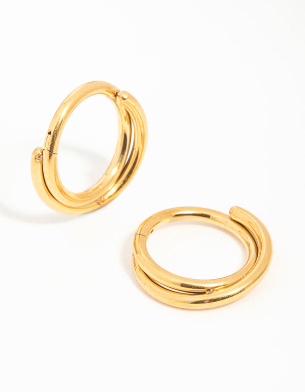 Gold Plated Surgical Steel Crossover Sleeper Huggie Earrings