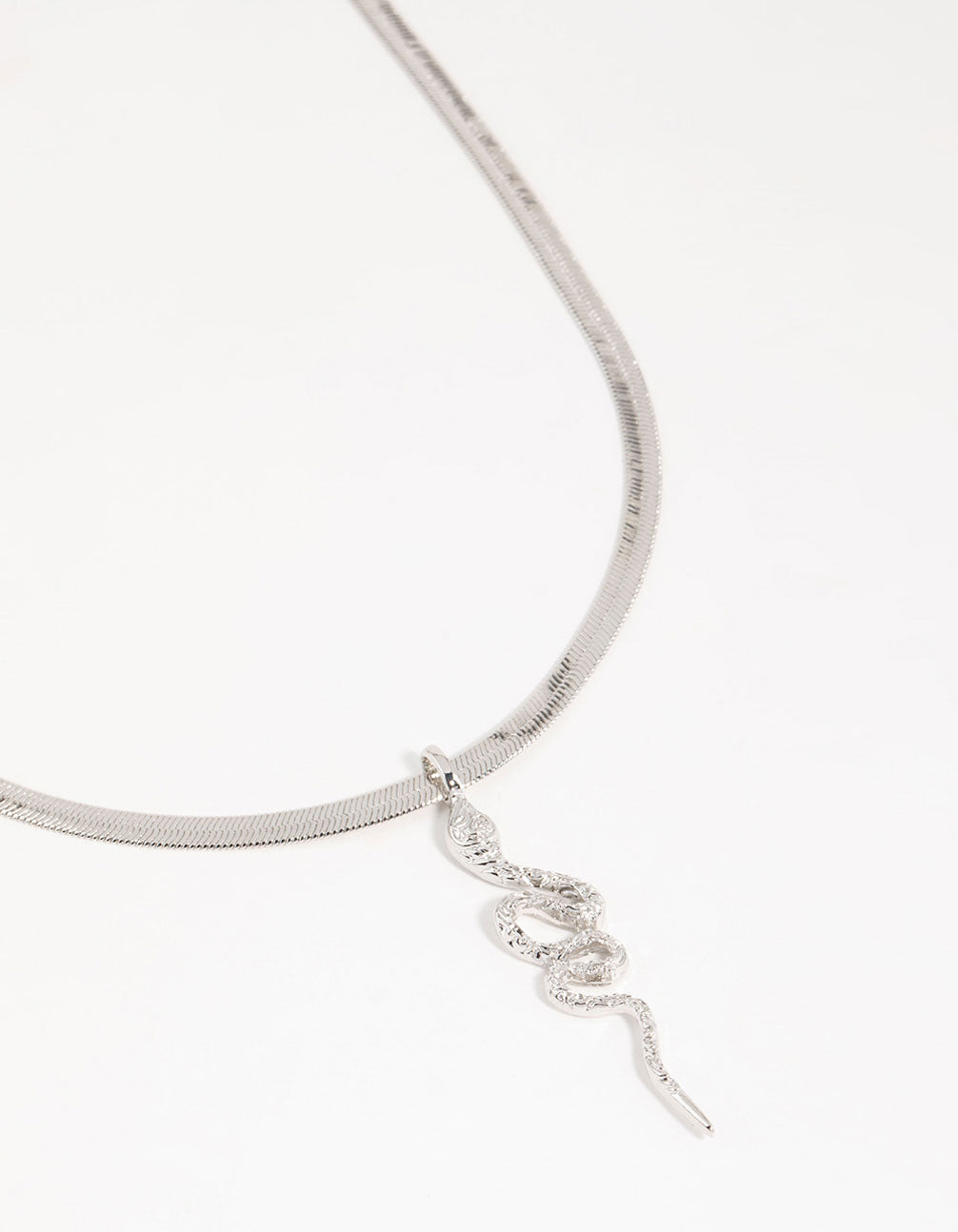 Silver Snake Pendant Necklace