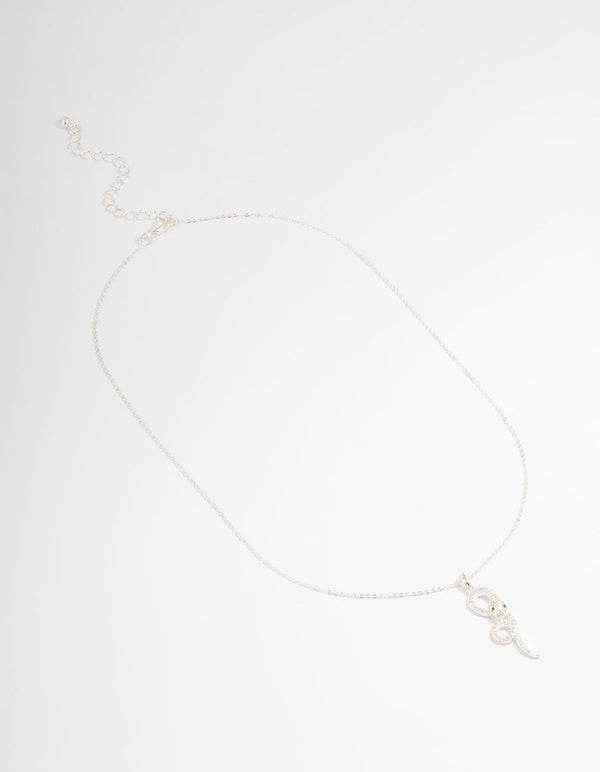 Silver Snake Swirl Pendant Necklace