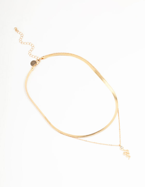 Gold Snake Layered Necklace
