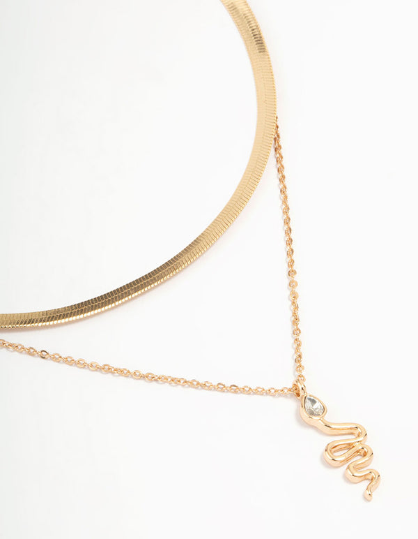 Gold Snake Layered Necklace