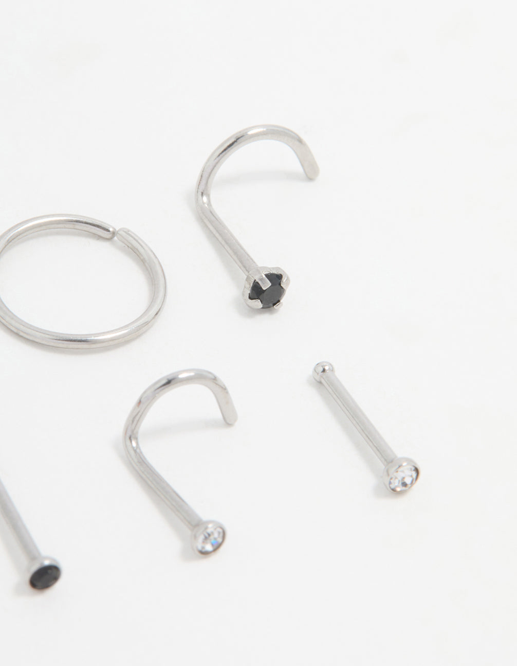 Surgical Steel Cubic Zirconia Floral Nose Piercing 6-Pack