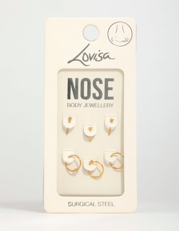 Gold Plated Surgical Steel Micro Star Nose Piercing 6-Pack