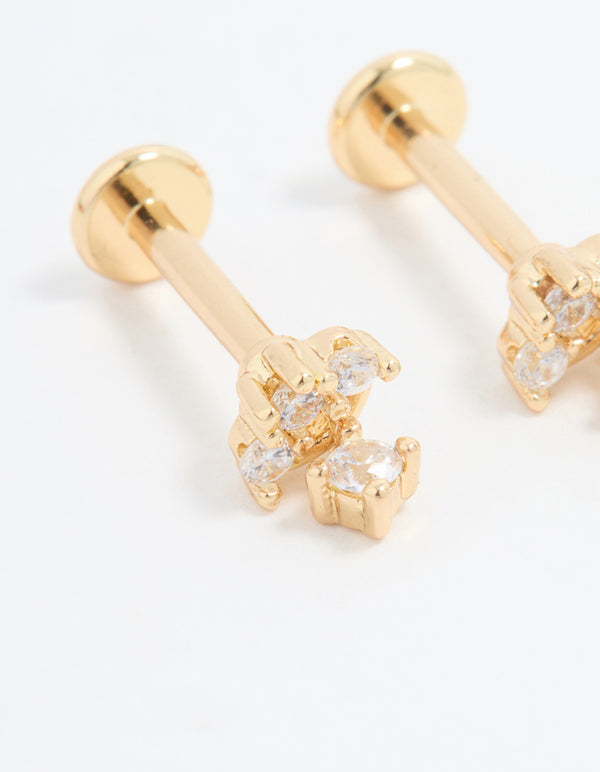 Gold Plated Surgical Steel Cubic Zirconia Flat Back Pack