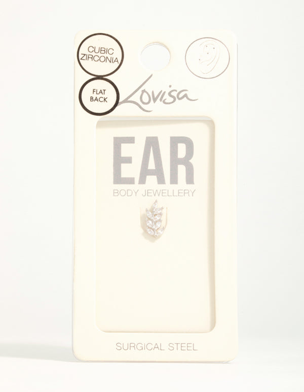 Surgical Steel Cubic Zirconia Vine Flatback Stud