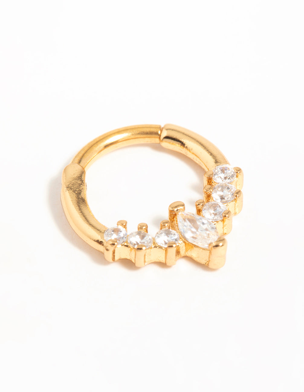 Gold Plated Surgical Steel Diamante Crown Ear Clicker