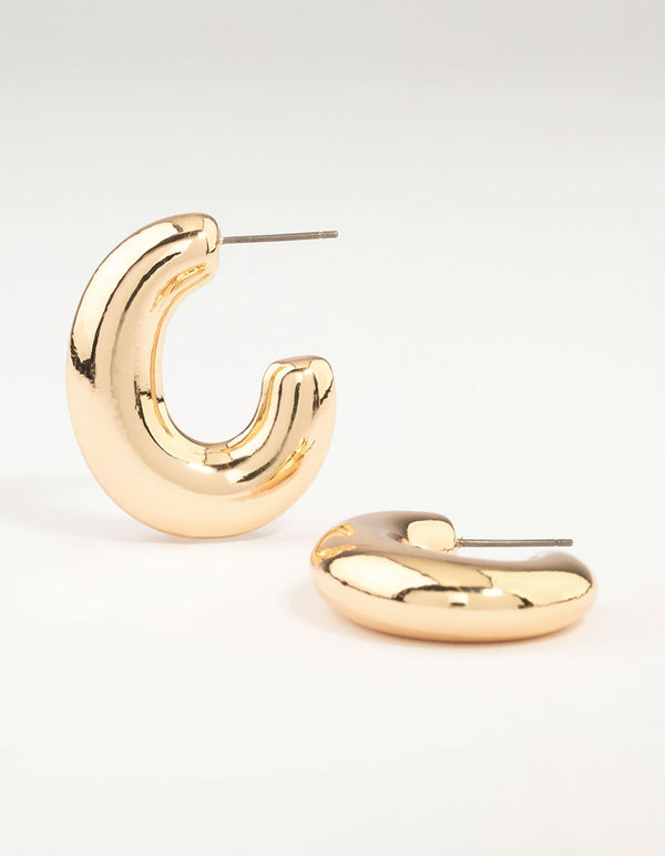 Gold Thick C Hoop Earrings