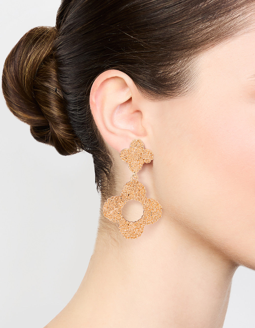Gold Hollow Flower Drop Earrings