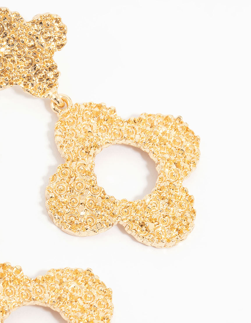 Gold Hollow Flower Drop Earrings
