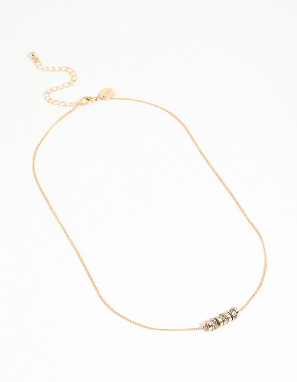 Mixed Metals Diamante Rondell Necklace
