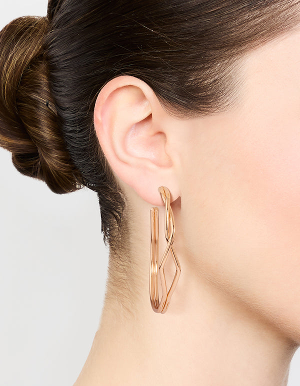Gold Front Twisted Hoop Earrings