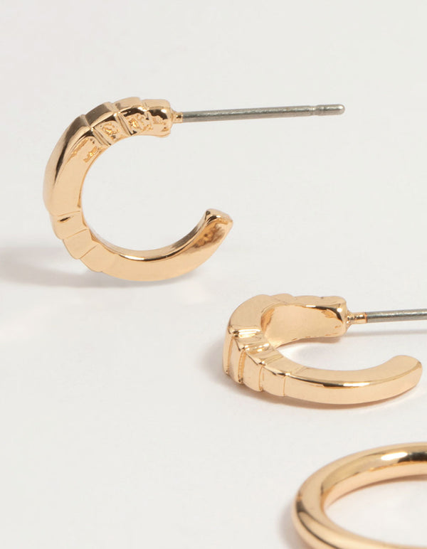 Gold Drop Hoop Earrings 6-Pack