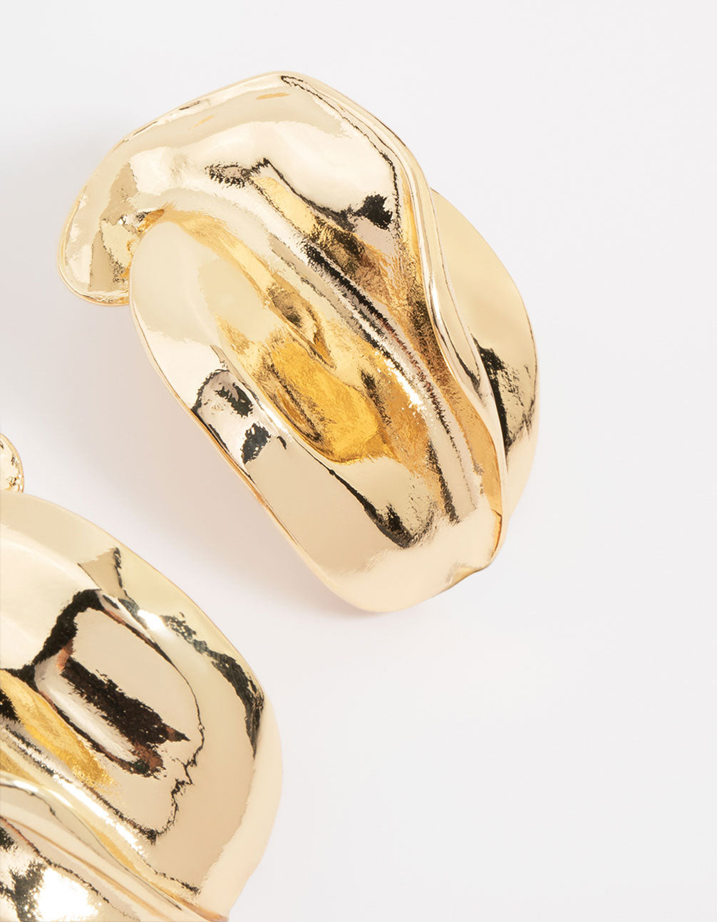 Gold Abstract Textured Stud Earrings