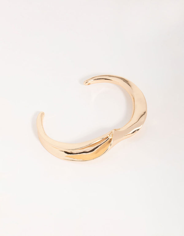 Gold Abstract Smooth Large Wrist Cuff
