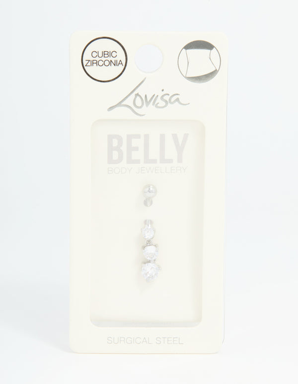 Surgical Steel Cubic Zirconia Drop Belly Bar