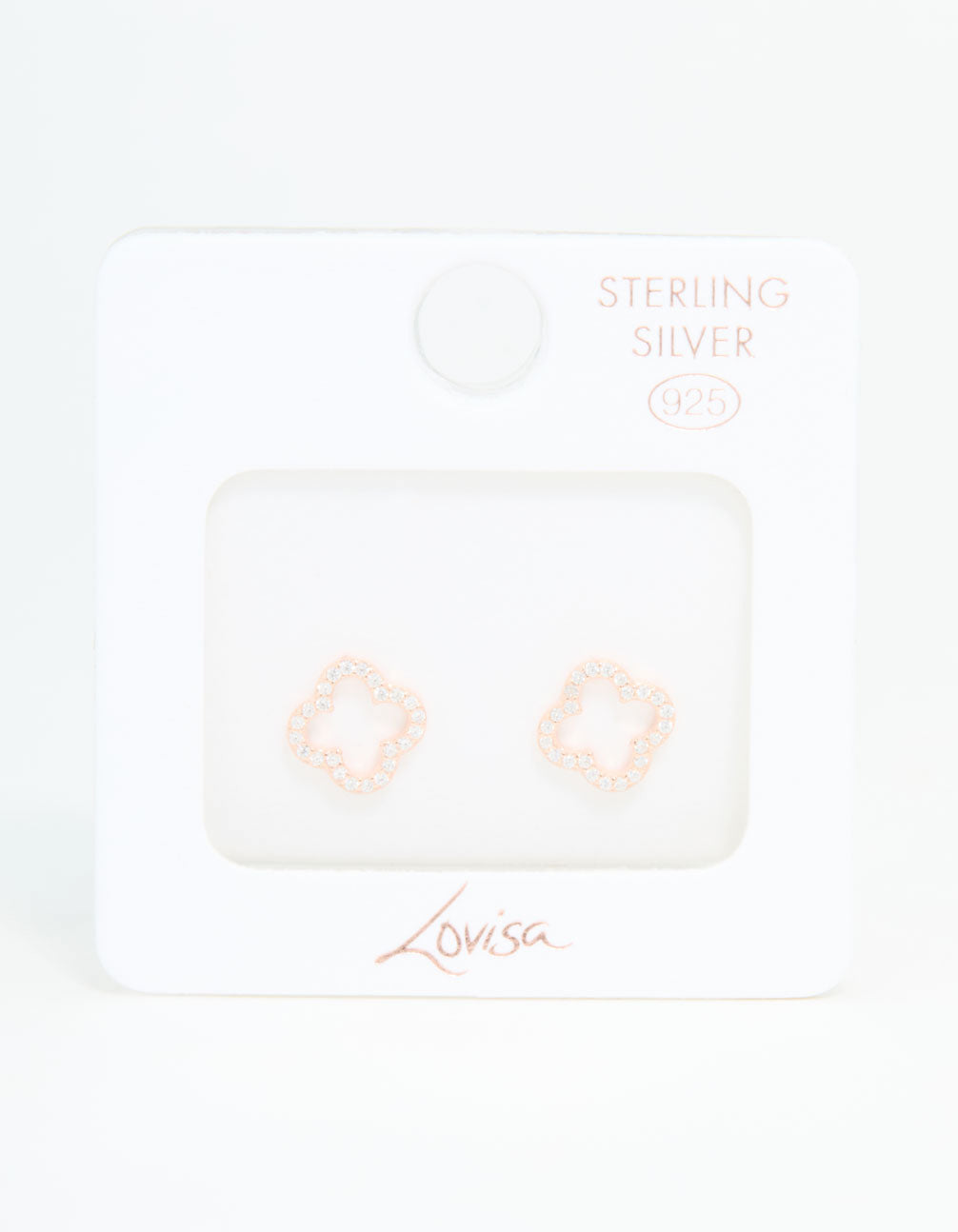 Rose Gold Plated Sterling Silver Cubic Zirconia Flower Stud Earrings