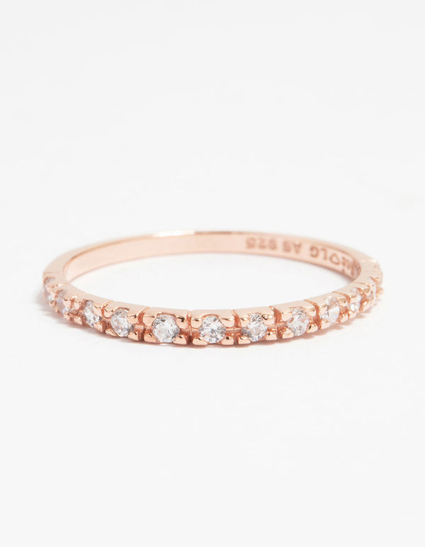 Rose Gold Plated Sterling Silver Cubic Zirconia Eternity Ring