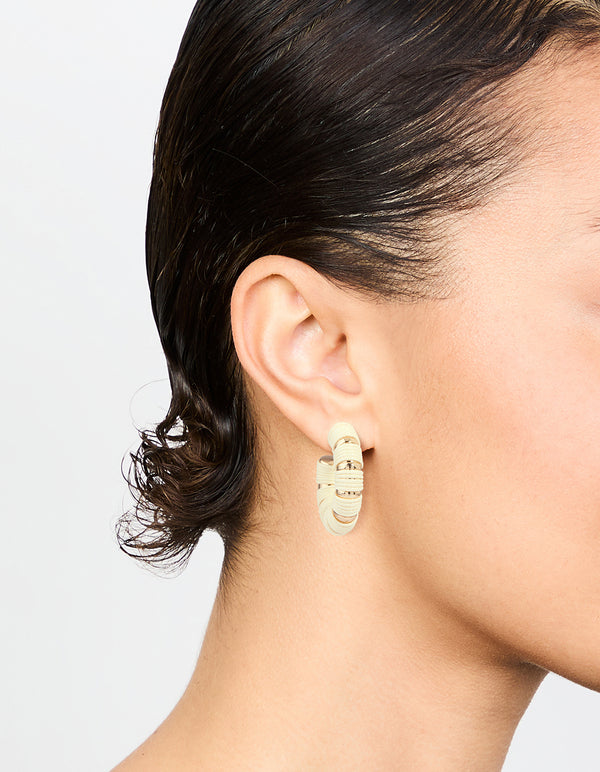 Gold & Paper Raffia Hoop Earrings