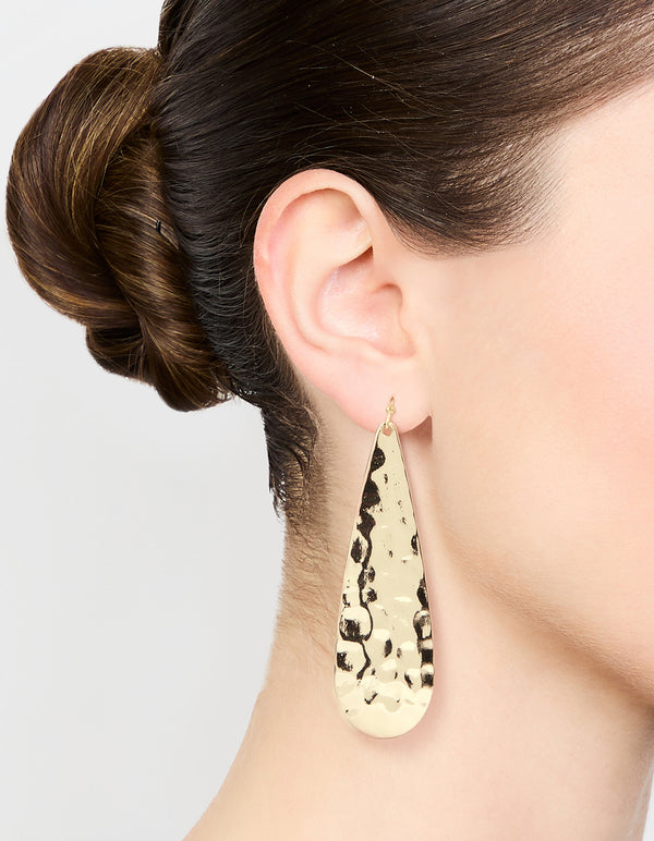 Gold Molten Teardrop Earrings