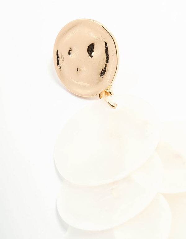 White Genuine Shell Layered Drop Earrings