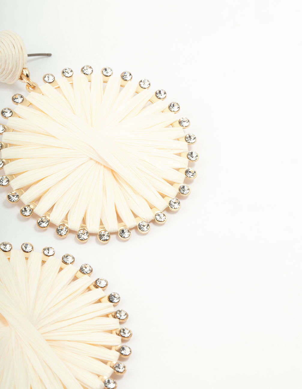 Paper Raffia Wrap Circle Drop Earrings