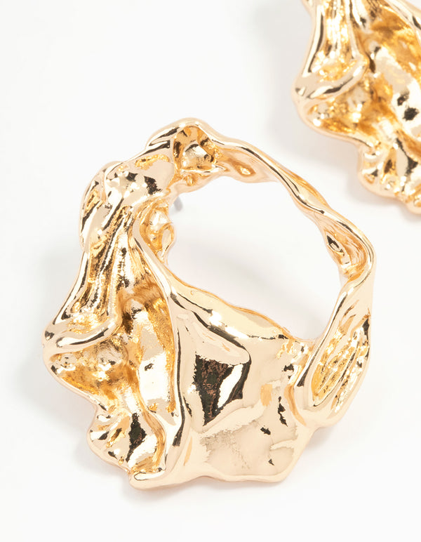Gold Molten Statement Stud Earrings