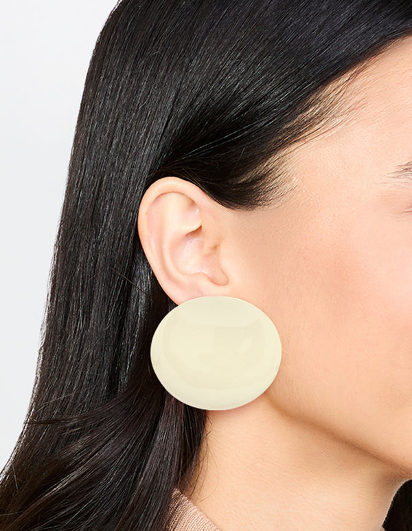 Beige Acrylic Stone Disc Stud Earrings