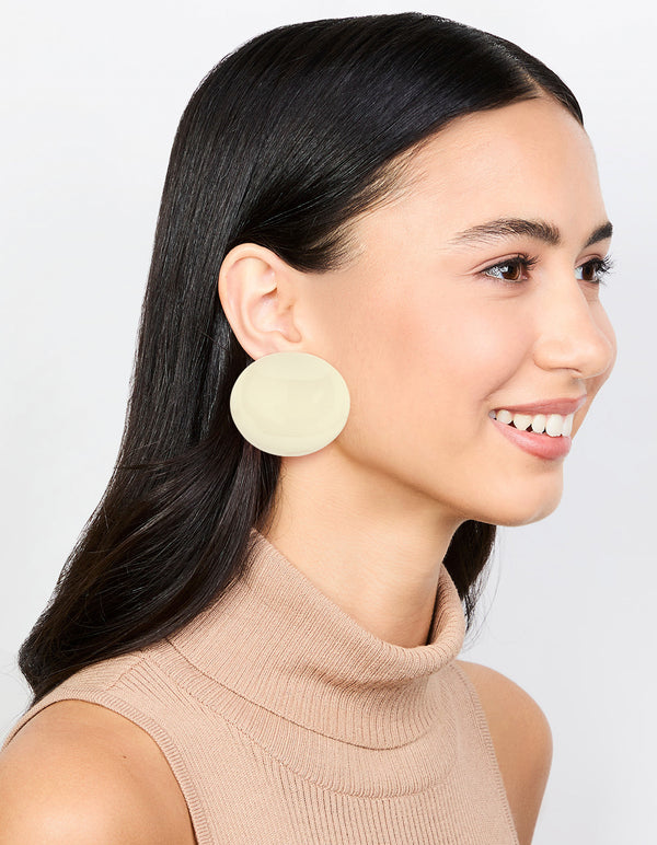 Beige Acrylic Stone Disc Stud Earrings