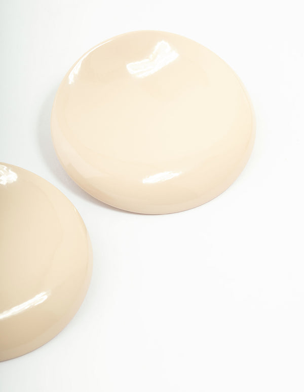 Beige Acrylic Stone Disc Stud Earrings