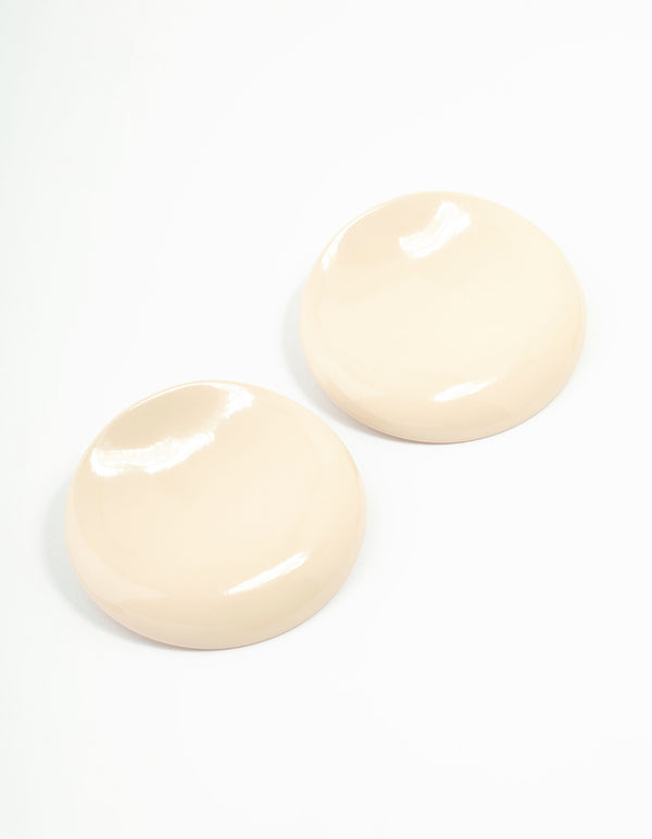 Beige Acrylic Stone Disc Stud Earrings