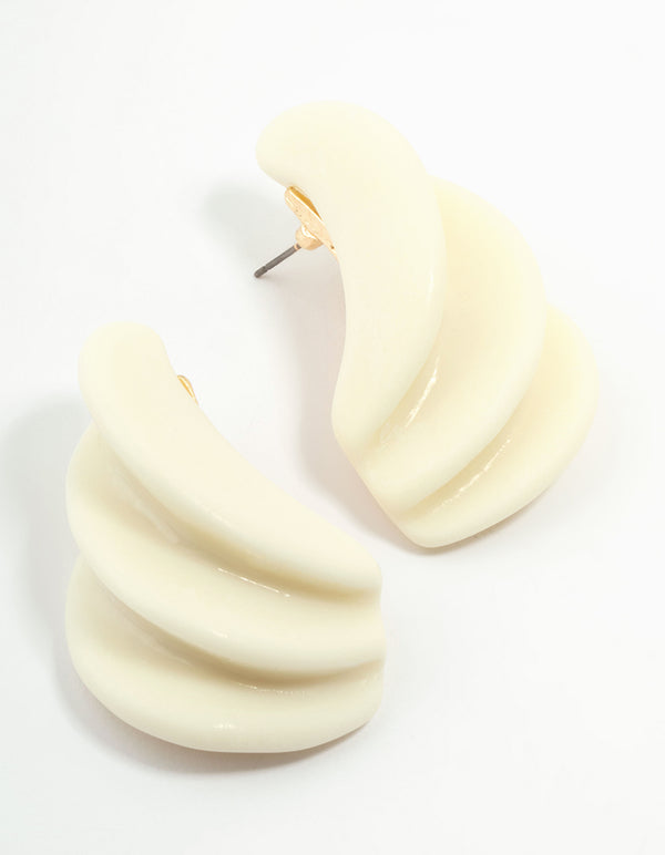 Acrylic Curved Disc Earrings