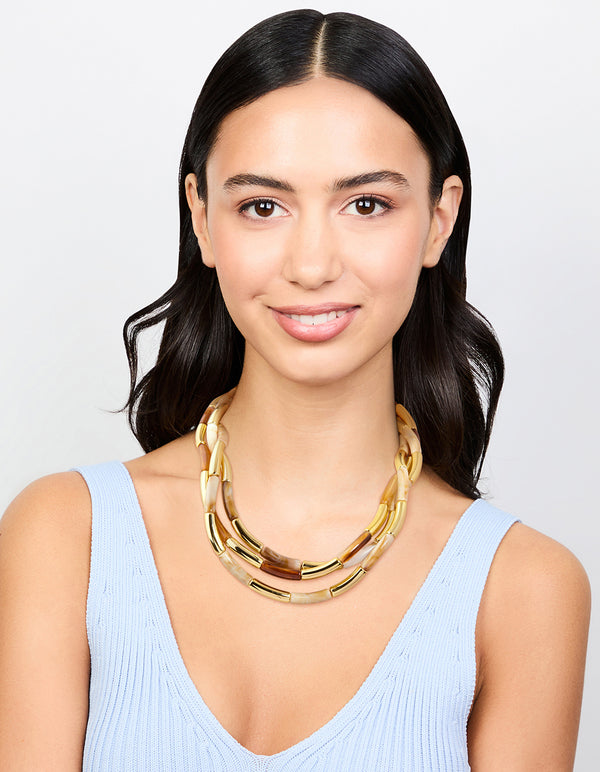 Gold & Acrylic Layered Necklace
