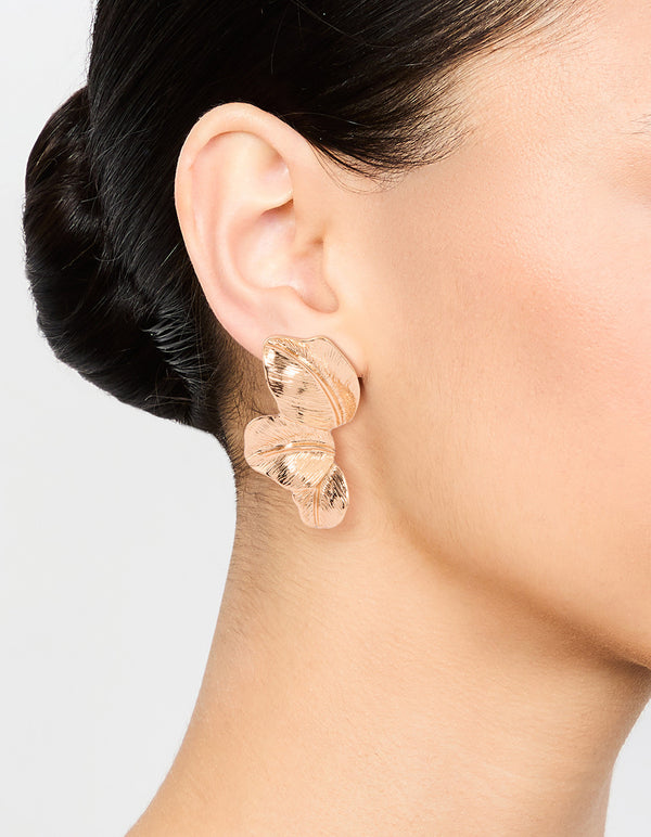 Gold Leaf Detail Drop Earrings