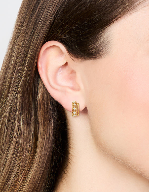 Gold Plated Pearl Hoop Earrings