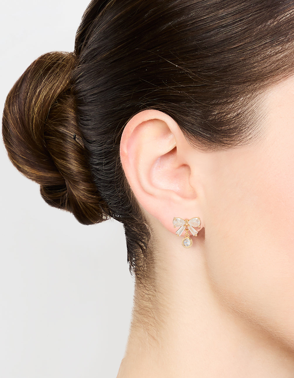 Gold Plated Cubic Zirconia Bow Stud Earrings