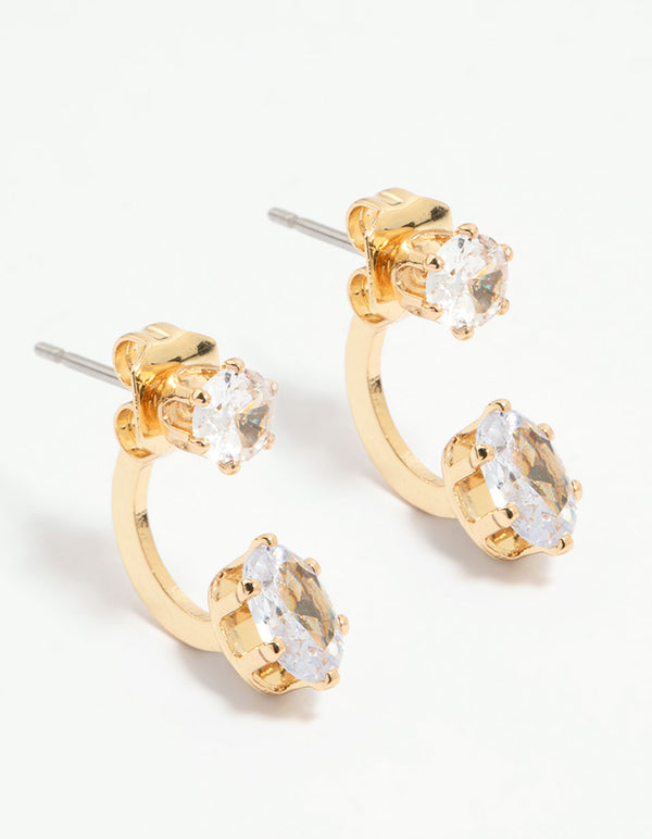 Gold Plated Stone Jacket Earrings