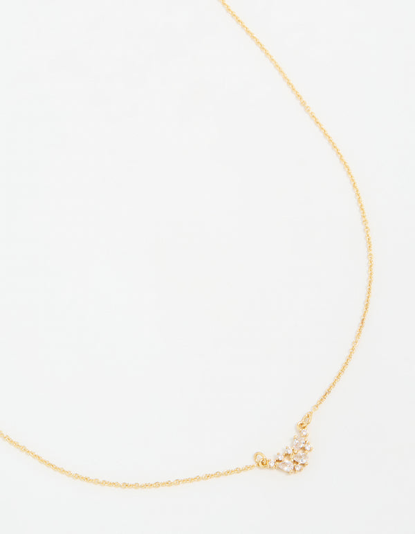 Gold Plated Cubic Zirconia Mini Pear Cluster Necklace