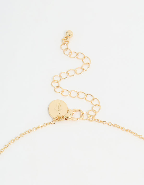 Gold Plated Cubic Zirconia Baguette Heart Pendant Necklace