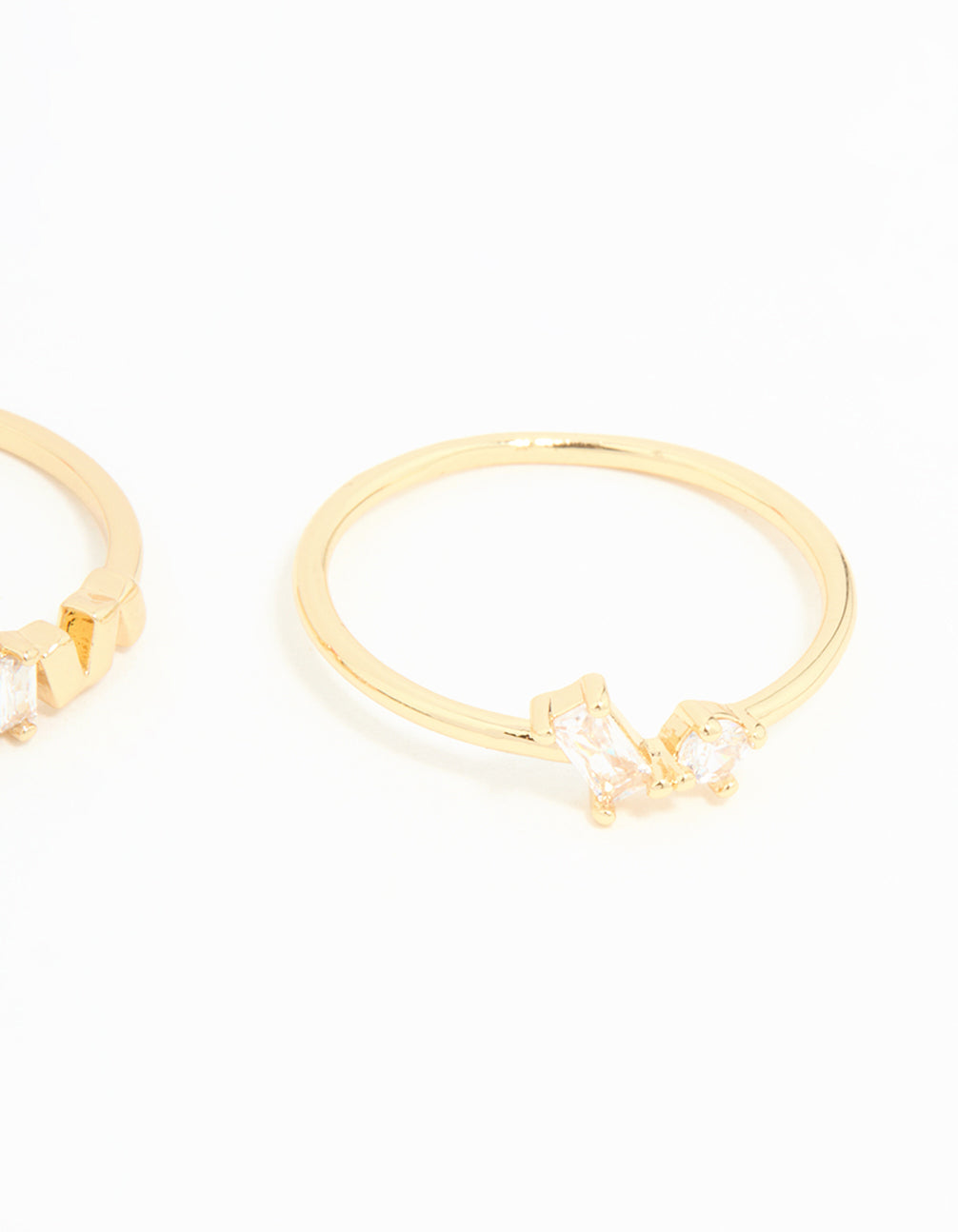 Gold Plated Baguette Stacking Rings 3-Pack