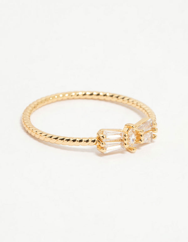 Gold Plated Bow & Mini Heart Stacking Rings 3-Pack